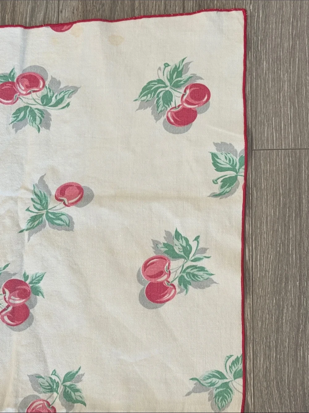 Vintage Square Small Cherries Table Cloth Cover with Napkins